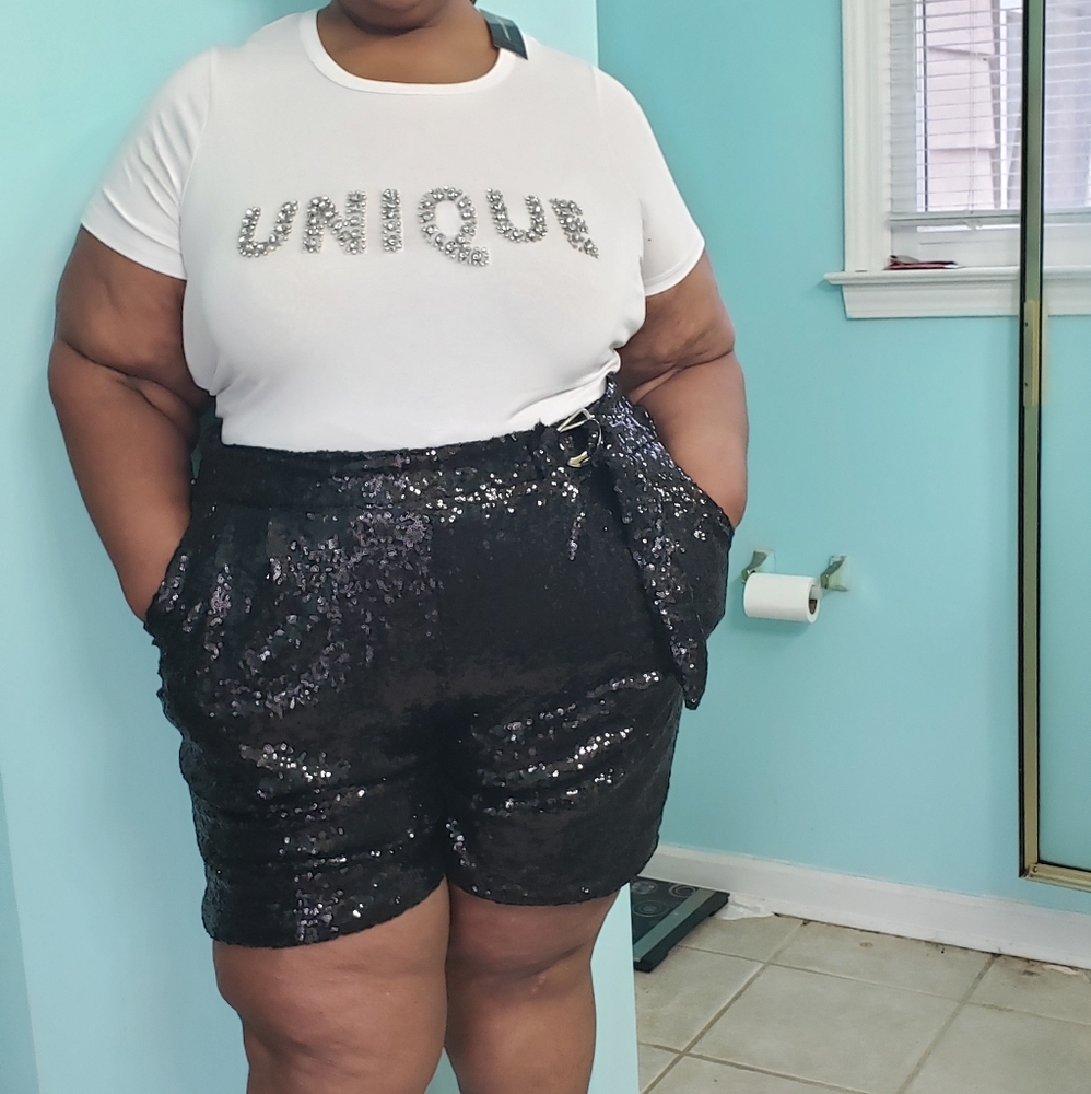 Black sequin shorts